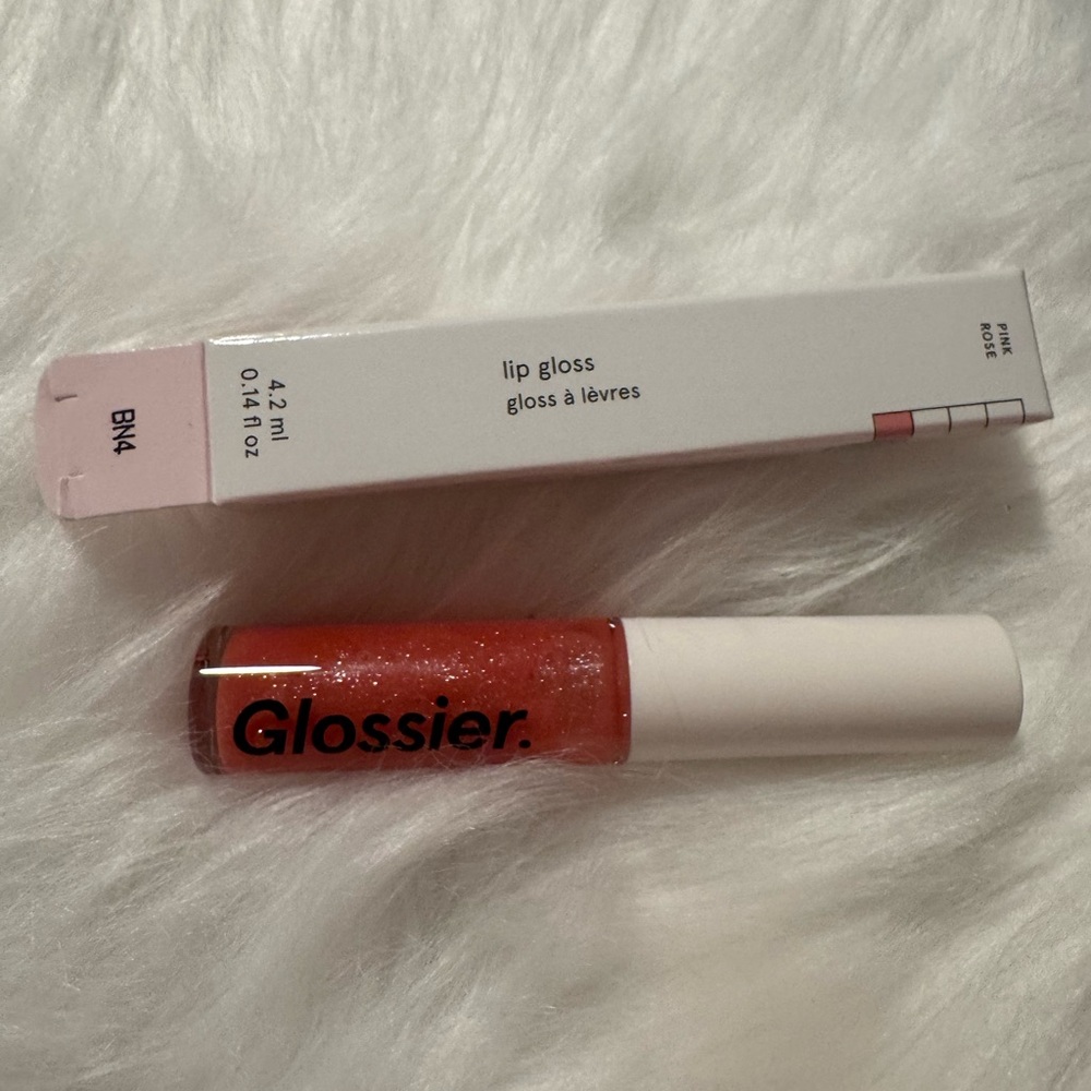 Glossier Lip Gloss in Pink Rose Glitter Sheer